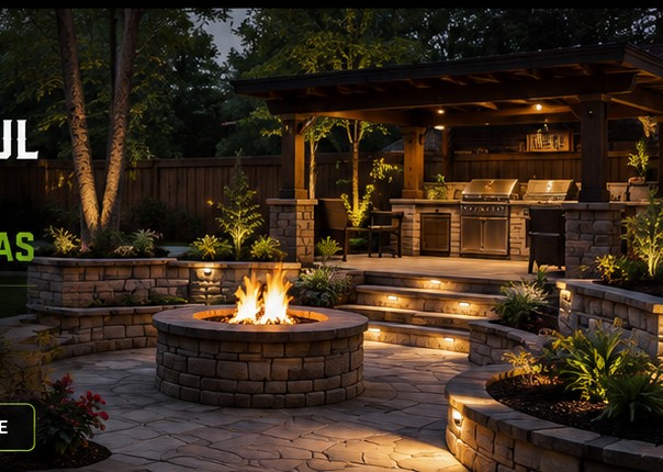 Outdoor landscaping and hardscape project